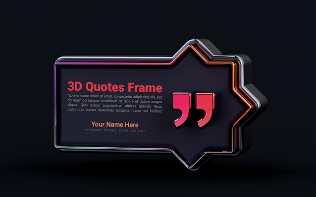 quotes Islamic text box frame empty space 3d render concept for tagline highlight conversation