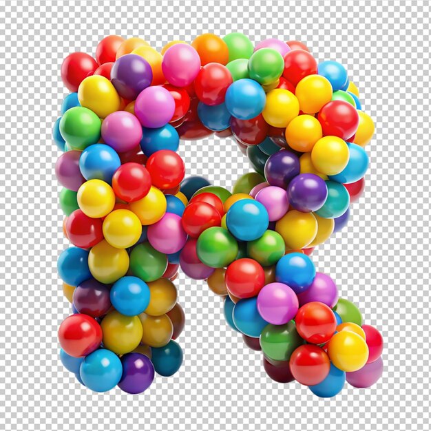 PSD r balloon font 3d rendering on transparent background