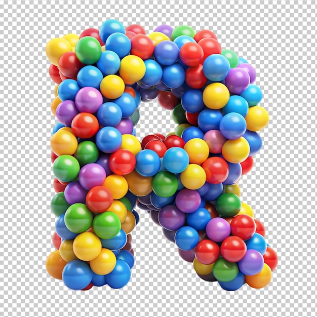 PSD r balloon font 3d rendering on transparent background