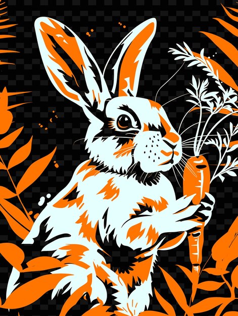 Rabbit Holding a Carrot With a Garden Backdrop Poster Design PNG Poster Background Designs