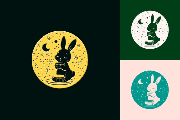 a rabbit is sitting in a pot with the moon on it