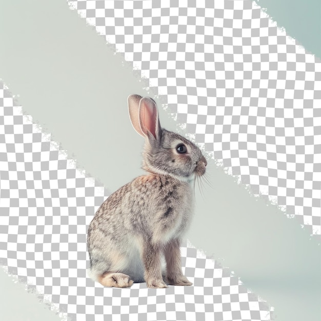 PSD a rabbit is standing in front of a white background with a black and white pattern