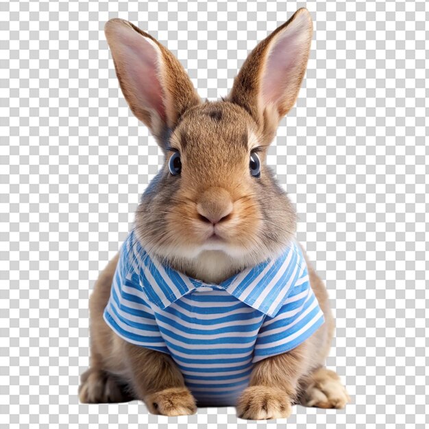 PSD a rabbit wearing a shirt on transparent background