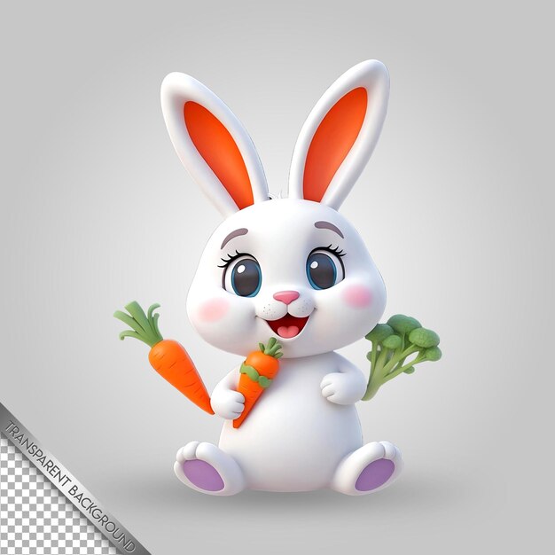 PSD a rabbit with a carrot in its mouth and the word rabbit on the front