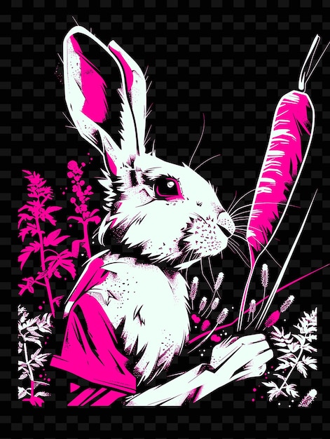 PSD a rabbit with a pink and purple background that says rabbit on it