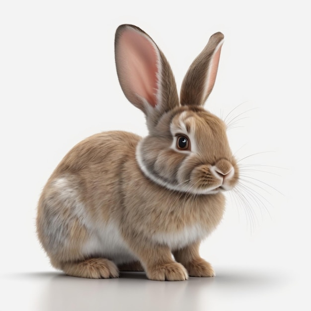 a rabbit with a white face and brown eyes and a white background