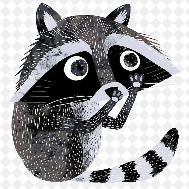 PSD a raccoon head with a black and white face