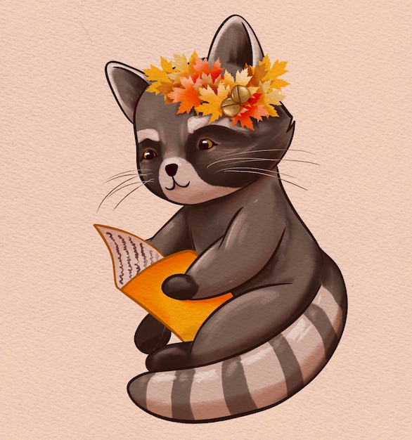 Raccoon with a wreath Forest school