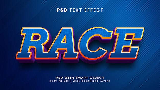 Race 3d editable text effect with sport and champion text style