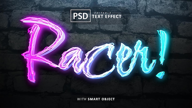 Racer text editable neon font effects