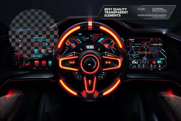 PSD racing game interface screen template isolated on transparent background