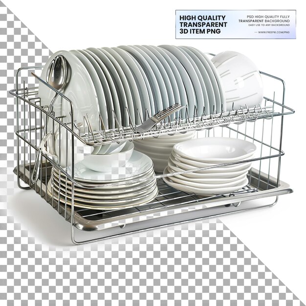 PSD a rack used for airdrying washed dishes on transparent background