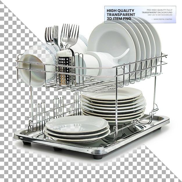 PSD a rack used for airdrying washed dishes on transparent background