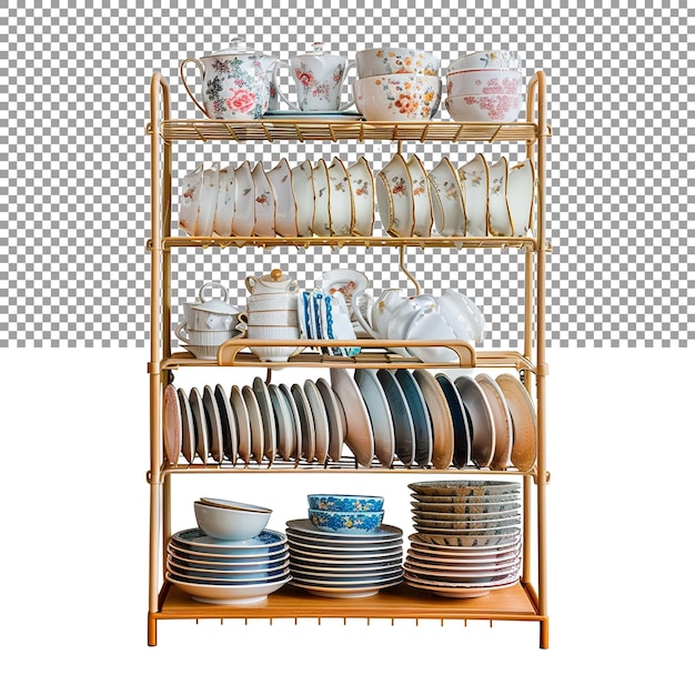 PSD a rack used for drying dishes after they have been washed on a transparent background