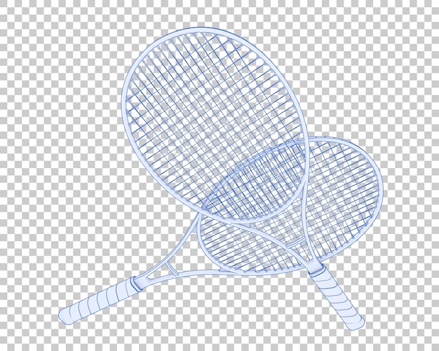 Racket on transparent background 3d rendering illustration