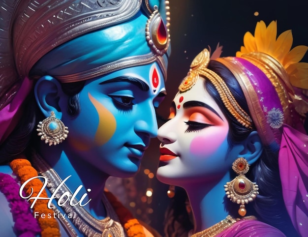 Radha krishna background banner for holi festival