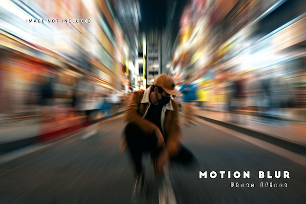 Radial path motion blur photo effect mockup template