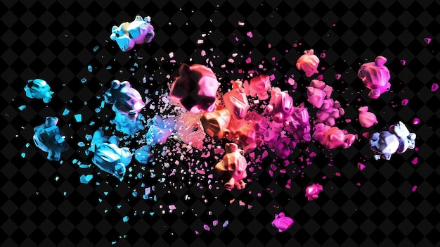 Radiant Candy Coated Popcorn Formed With Shattered Candy Coa Neon Color Food Drink Y2K Collection