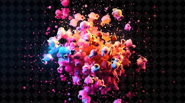 Radiant Candy Coated Popcorn Formed With Shattered Candy Coa Neon Color Food Drink Y2K Collection