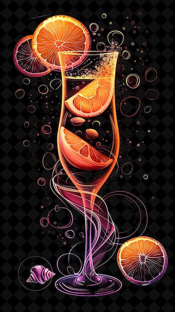 Radiant Coral Bellini With Floating Peach Slices Coral Reef Neon Color Food Drink Y2K Collection