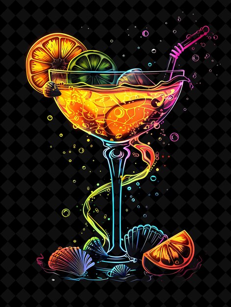 Radiant Coral Mango Margarita With Floating Mango Slices Cor Neon Color Food Drink Y2K Collection