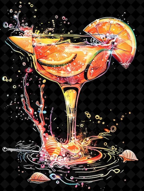 Radiant Coral Mango Margarita With Floating Mango Slices Cor Neon Color Food Drink Y2K Collection