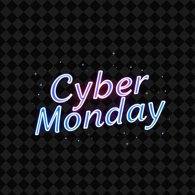 PSD radiant cyber monday text glows with neon blue and electric blue smooth gradient surrounded by