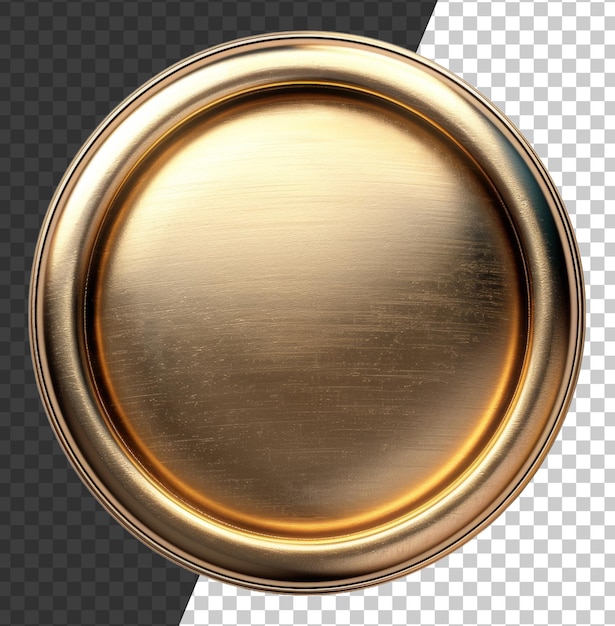 Radiant gold metal disc with reflective surface on transparent background stock png