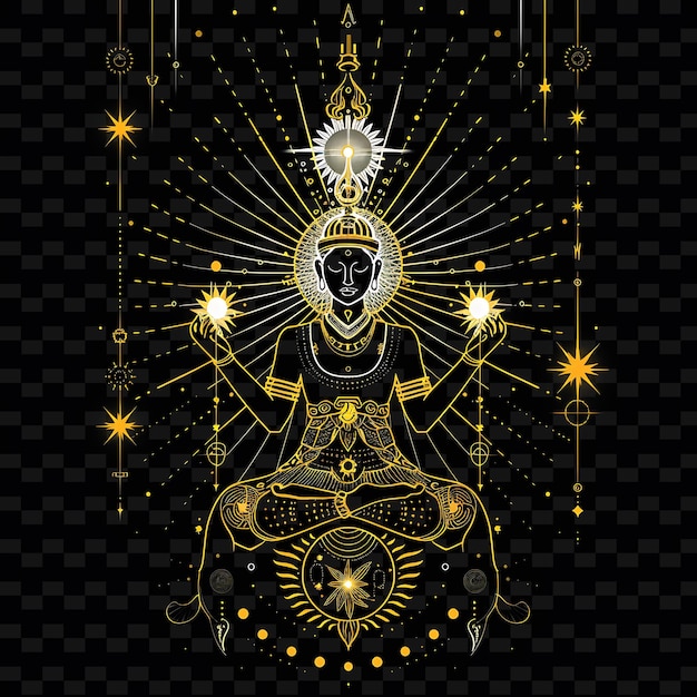 PSD radiant neon aura of a powerful deity with neon vibrant gold png creative neon line art designs