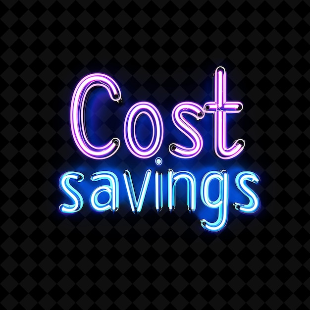 Radiant Neon Marquee of Cost Savings Text in Neon Blue With PNG Y2K Decorative Sale Post Designs