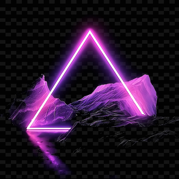 PSD radiant neon slot canyons inside a silhouette triangle lands illustration nature landscape designs