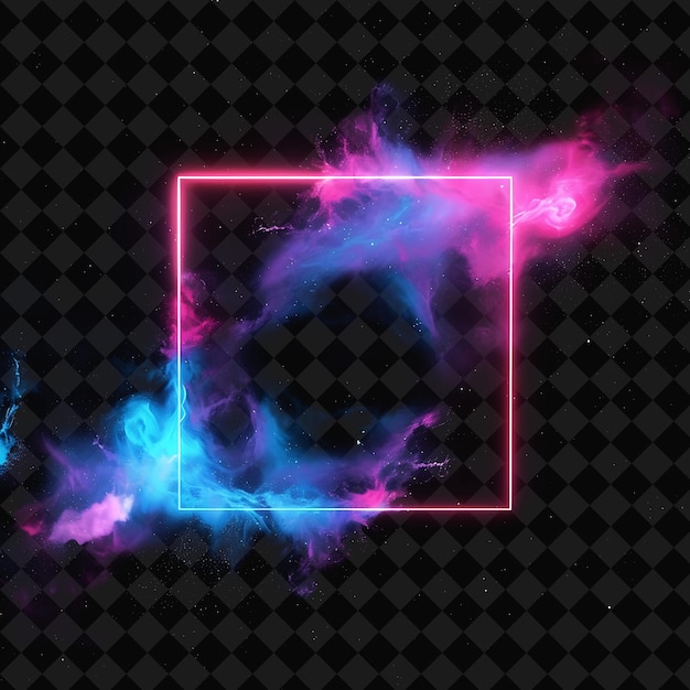 PSD radiant neon supernovae inside a silhouette jagged square la png y2k neon space designs