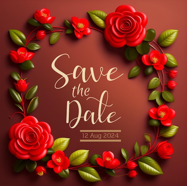 PSD radiant red roses elegance savethedate starlit night and radiant roses wedding invitation design sta