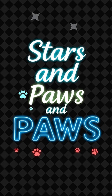 Radiant Stars and Paws Text Shimmers in Neon Azure and Bright White Glowing America Flag With Paw