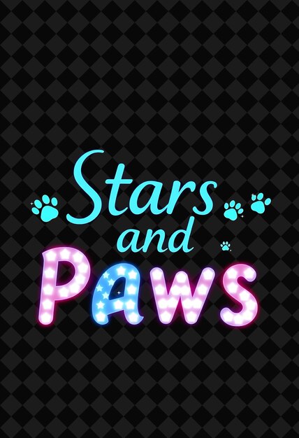 Radiant Stars and Paws Text Shimmers in Neon Azure and Bright White Glowing America Flag With Paw