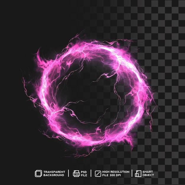 Radiating Energy Sphere Lively pink Circle Light Effect on Isolated Transparent Background