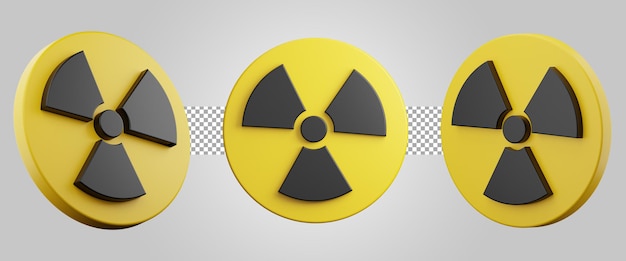 Radiation Hazard Sign. Symbol of radioactive threat alert. 3D Rendering