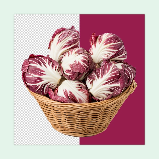 PSD radicchio vegetable isolated radicchio plant clipart pile of radicchio in a basket illustration