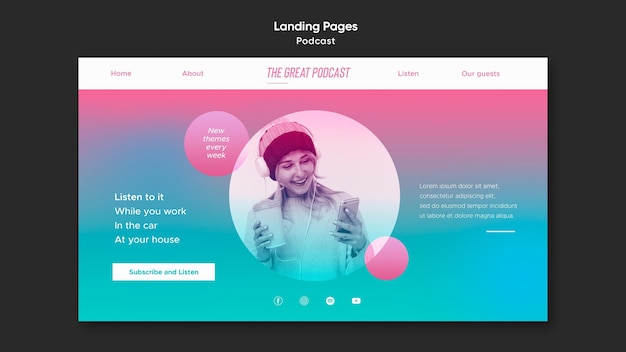 Radio podcast template landing page