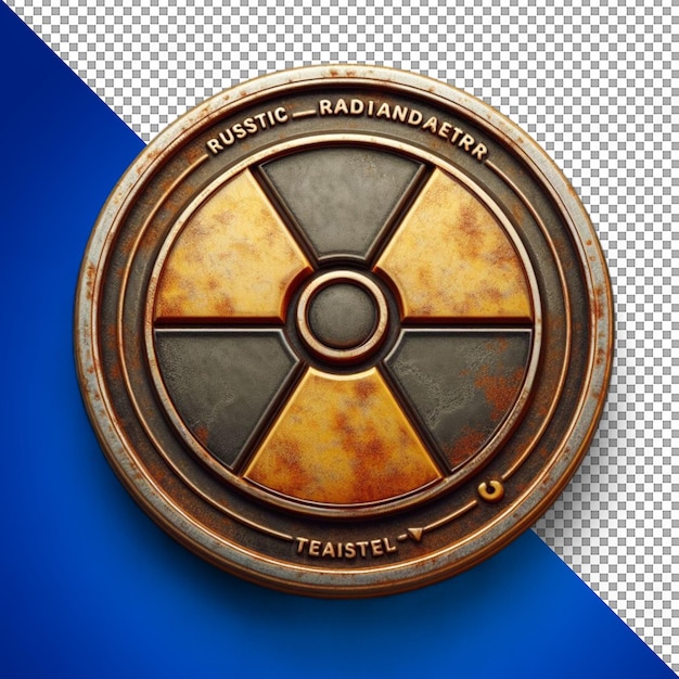 PSD radioactive symbol on a metal object png vector art illustration icon on transparent background