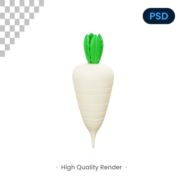 Radish 3D Icon Premium Psd