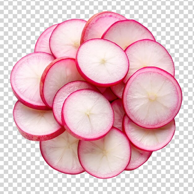 PSD radish slices top view isolated on transparent background