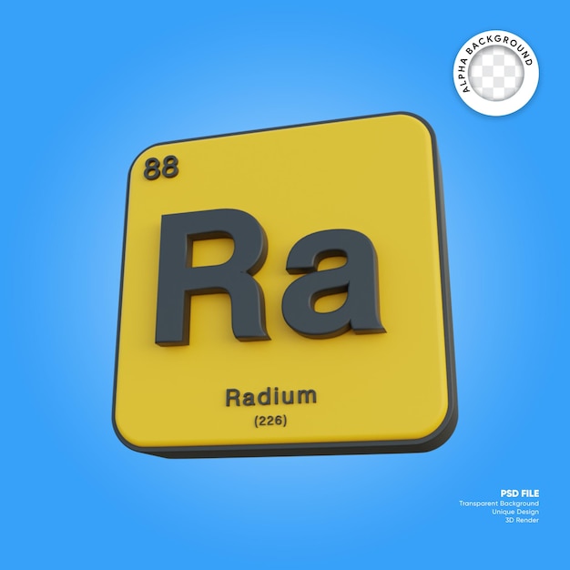 Radium chemical element periodic table 3d render