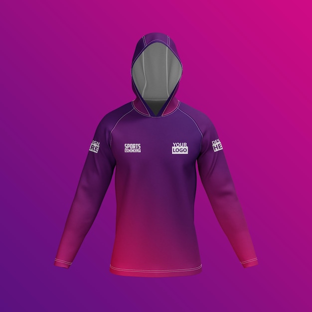 RAGLAN LONGSLEEVE HOODIE JERSEY MOCKUP FRONT VIEW