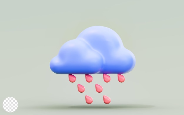 rain cloud sign 3d render concept for raining weather cloud rain drops