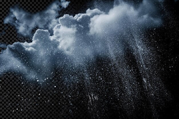 PSD rain falls from the clouds on transparent background