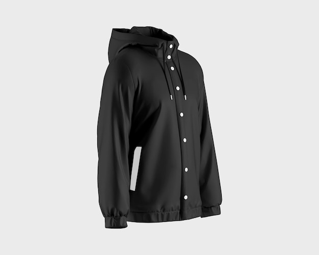 RAIN JACKET PSD MOCKUPS BLACK WHITE COLOR WHITE BACKGROUND