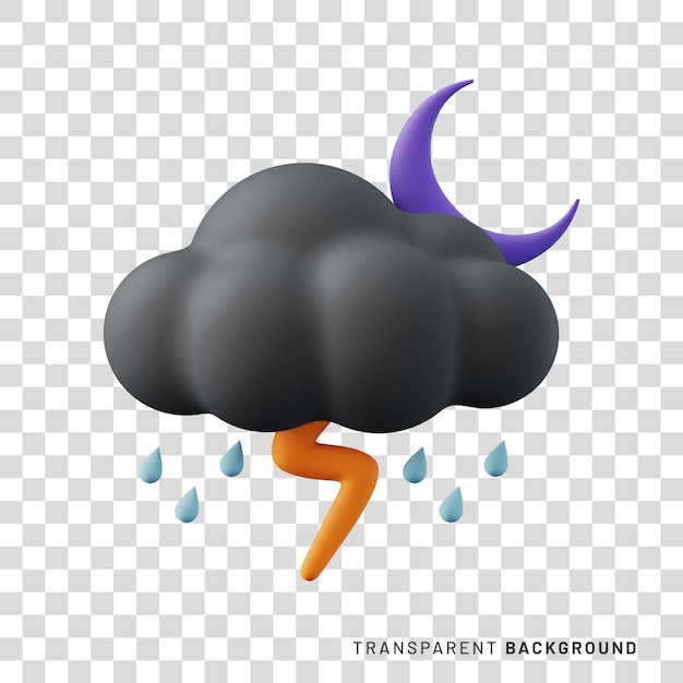 Rain at night icon 3d rendering