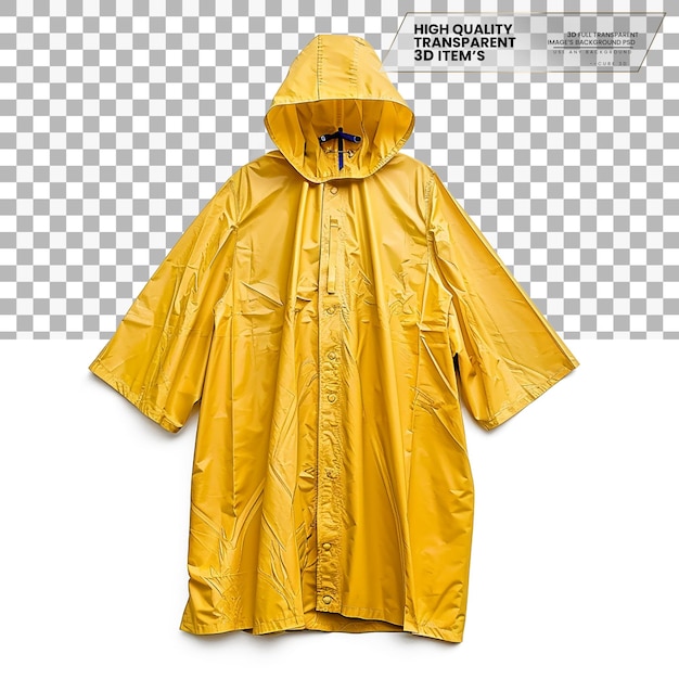 PSD rain poncho a waterproof coat worn for protection on transparent background