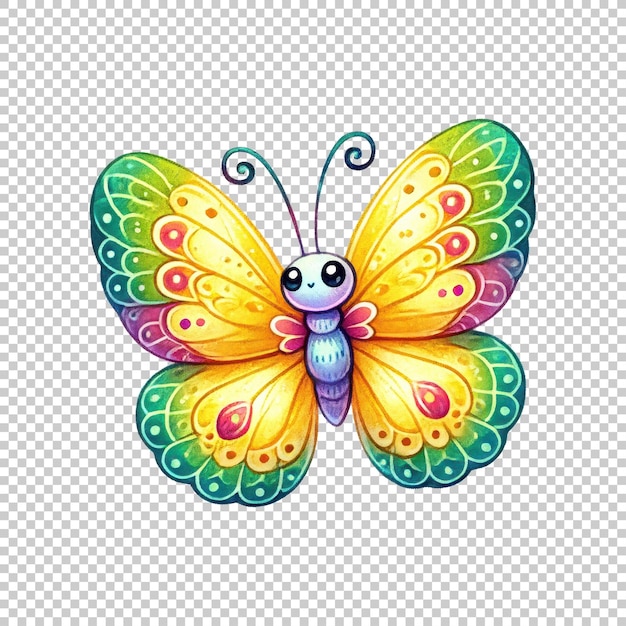 PSD rainbow butterfly illustration isolated on transparent background